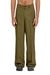 Olive Linen-blend pants with wide leg