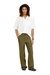 Olive Linen-blend pants with wide leg