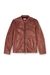 Brown Leather biker jacket with archival logo