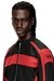 Black Regular Fit Biker-style jacket in colour-block canvas