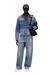 Blue Denim trucker jacket with contrast leather trims