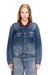 Blue Denim trucker jacket with contrast leather trims
