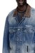 Blue Denim trucker jacket with contrast leather trims