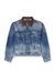 Blue Denim trucker jacket with contrast leather trims