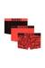 Red Three-pack cotton trunks with bold logos