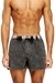 Grey Long cotton boxers with pinstripe denim effect