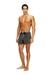 Grey Long cotton boxers with pinstripe denim effect
