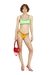 Green Regular Fit Nylon Bikini Top With Sporty Stripes