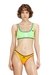 Green Regular Fit Nylon Bikini Top With Sporty Stripes