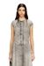 Grey Short-sleeve denim shirt with athletic stripes