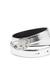 Silver 2 cm leather belt with crystal buckle