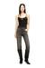 Black Slim Fit Ribbed top with metallic Oval D
