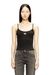 Black Slim Fit Ribbed top with metallic Oval D