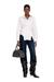 Beige Regular Fit Poplin wrap-around shirt with pinstripes