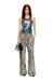 Blue Skinny Fit Floral print jersey top with sequins