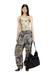 Green Nylon Skinny Fit Top With All-Over Camou And Crystal Details
