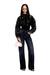 Black Cropped satin souvenir jacket