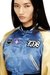 Blue Cropped satin souvenir jacket