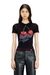 Black Slim cotton T-shirt with cherry print Black