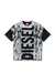 Black T-shirt with chalk-effect print