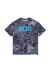 Blue Cotton T-shirt with all-over worn print
