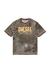 Green Cotton T-shirt with all-over worn print