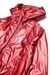Red Nylon hooded jacket with shiny finish