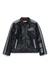Black Leather jacket with perforated details