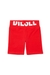 Red Stretchy shorts with cut-off logo