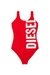 Red Swimsuit in solid colour with maxi logo