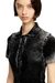 Black Midi polo dress in reverse-printed knit