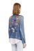 Blue Satin shirt with trompe-l'oeil denim print