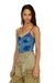 Blue Bodysuit in ribbed jersey with shadow-patch effects