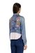 Blue Cropped satin shirt with trompe-l’oeil denim print