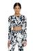 Black Crop top in printed microfibre