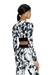 Black Crop top in printed microfibre