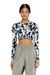 Black Crop top in printed microfibre