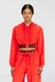 Red Cropped Hoodie With Logo Band