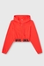 Red Cropped Hoodie With Logo Band