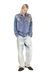 Blue Satin shirt with trompe-l'oeil denim print