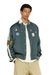 Green Satin bomber jacket with patches