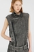Grey Biker-Style Mini Dress With Belt
