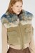 Beige Bomber Jacket With Rib-Knit And Plush Trims
