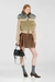 Beige Bomber Jacket With Rib-Knit And Plush Trims