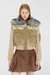 Beige Bomber Jacket With Rib-Knit And Plush Trims