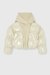 Beige Glossy Puffer Jacket With Maxi Knitted Hood