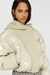 Beige Glossy Puffer Jacket With Maxi Knitted Hood
