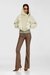 Beige Glossy Puffer Jacket With Maxi Knitted Hood