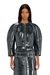 Patent-leather jacket with cocoon sleeves