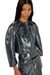 Patent-leather jacket with cocoon sleeves